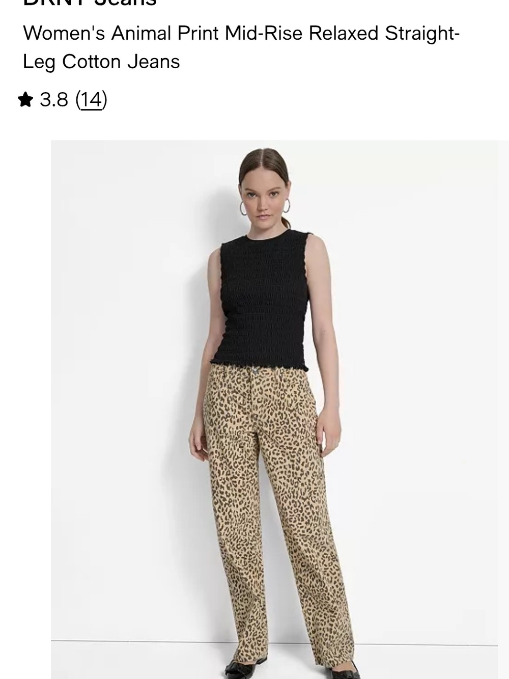 DKNY Leopard-Print Mid-rise Straight-Leg Pants in Black & Tan